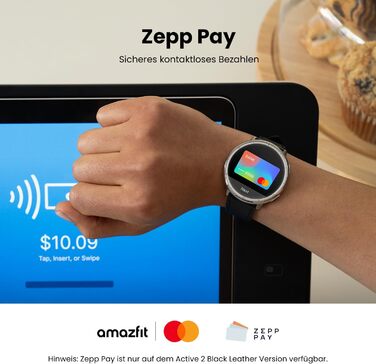 Розумний годинник Amazfit Active 2 44 мм, оплата NFC, штучний інтелект, голосове керування, GPS та безкоштовні карти, 10 днів автономної роботи, фітнес-трекер із понад 160 спортивними режимами, водонепроникність 5 атм для Android та iPhone (круглий)