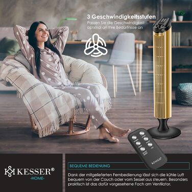 Баштовий вентилятор з пультом дистанційного керування Кут коливання 90 3 швидкості 90 см функція таймера турбо-функція колонний ве