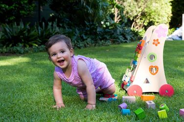 Іграшка для ходьби EverEarth, виготовлена з екологічно чистої деревини Сприяє розвитку ходьби та моторики у малюків Зручна для дітей іграшка з безпечними фарбами на водній основі EE30949