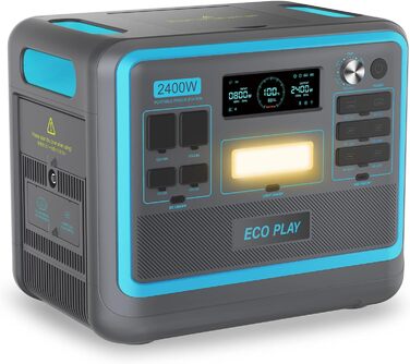 Портативна електростанція ECOPLAY SYD2400, сонячний генератор 2048 Вт-год LiFePO4 акумулятор, 2 години швидкої зарядки, 3 виходи з