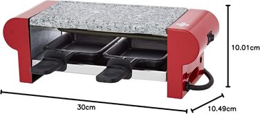 Раклетна машина H.Koenig RP2 / 2 особи / з кам'яною решіткою / 350 Вт / червоний