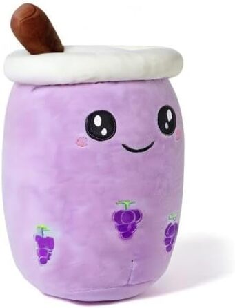Плюшева іграшка Shownicer Boba Tea, каваї, м&39яка тварина з бульбашкового чаю, плюшева іграшка-подушка, подушка для ляльки у формі чашки молочного чаю, мила іграшка-подарунок для дітей, дівчаток, хлопчиків, фіолетовий виноград, 24 см
