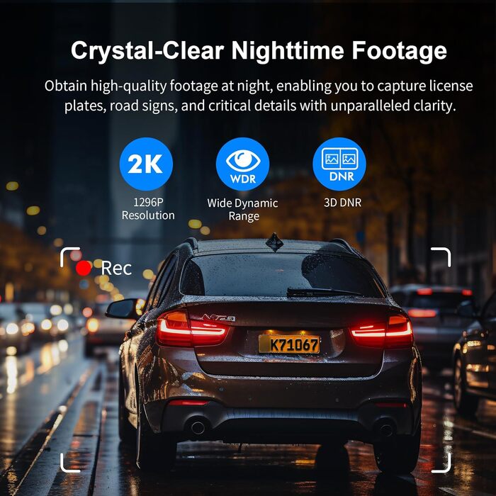 Відеореєстратор передній 1296P, автомобільний міні-реєстратор з додатком, WiFi відеореєстратор з нічним баченням WDR, поворотний к