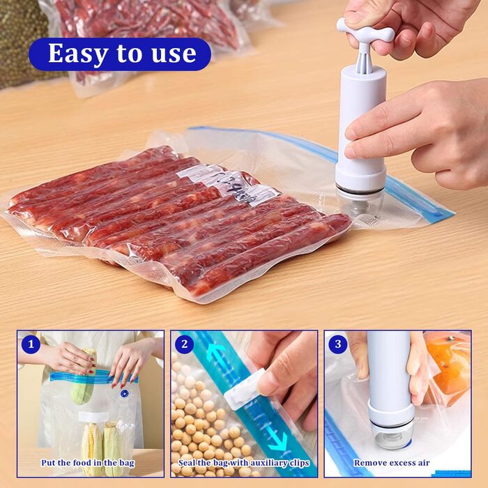 Вакуумні пакети, Вакуумні пакети для зберігання Пакети, Герметичні пакети, 10 шт. 22x28 см Sous Vide Пакети з насосом Морозильні пакети Багаторазові вакуумні вакуумні пакети для приготування їжі Zipper