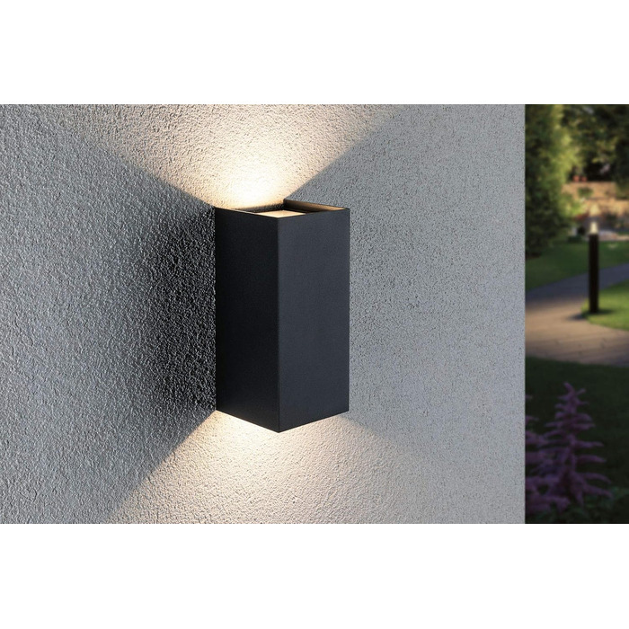 Набір з 2 вуличних настінних LED-світильників Paulmann Flame, IP44, квадратні, 2x5,8 Вт, антрацит, алюміній, 3000 K