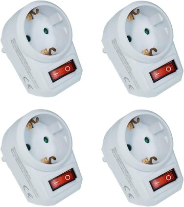 Розетка з вимикачем біла перемикається розетка з блокуванням від дітей Вилка з вимикачем перемикається розетка (економить електроенергію та захищає навколишнє середовище), 4 шт.