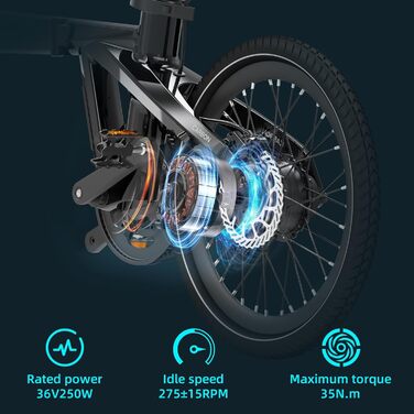 Електричний велосипед ADO E-Bike Air Carbon, складний велосипед, жіночий/чоловічий електровелосипед, ремінний привід, 14,5 кг, IPS LCD-дисплей, GPS, додаток ADO, 250 Вт, чорний