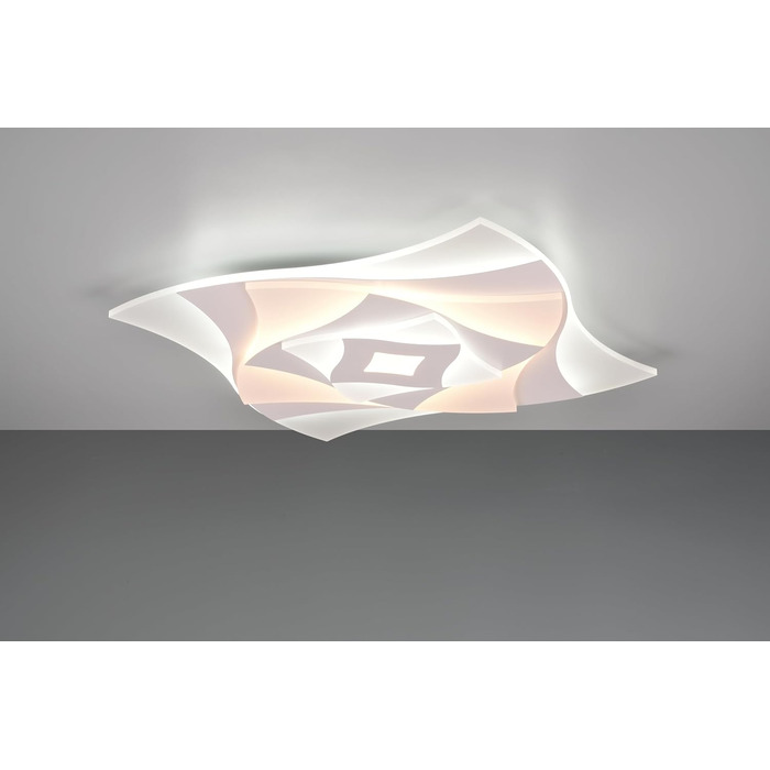 Стеля LED-світильник Trio Leuchten Akita 647110131, матовий білий метал, акрил, 56 Вт LED, з пультом, диммер, зміна кольорів