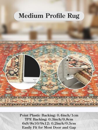 Килимок для дверей KIMODE Boho для дому, 60 x 90 см, Килимок для дверей з коротким ворсом, який можна прати, зі штучної вовни зі стертою текстурою, нековзний, м&39який килимок для ванної кімнати, для вхідних дверей, спальні, кухні, вхідної зони, червоний,