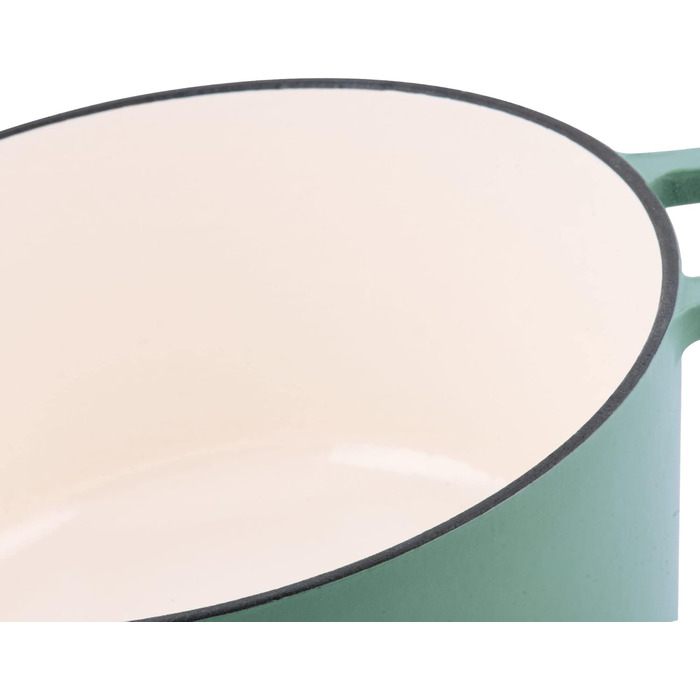 Чавунна емальована каструля Mahlzeit 6,9 л м'ятна, кругла чавунна каструля з кришкою та 2 ручками традиційна чавунна каструля, ема