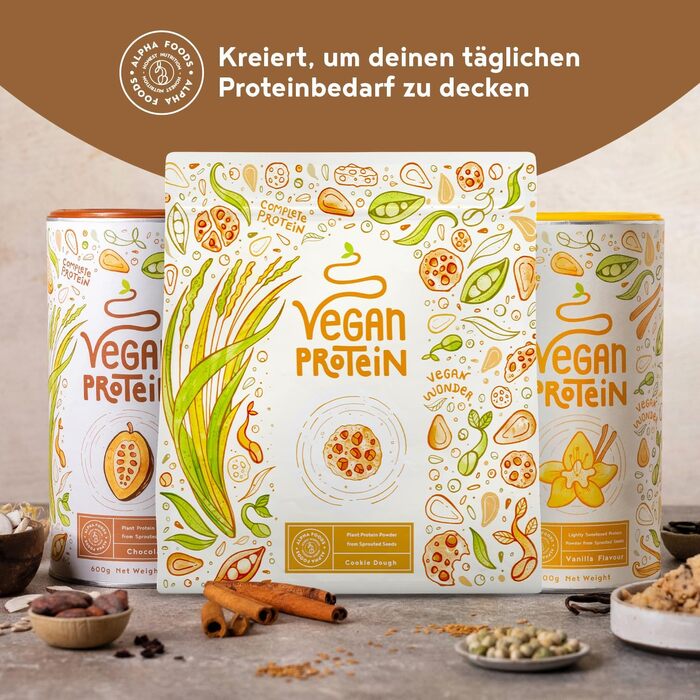 Веганський протеїновий порошок Alpha Foods Тісто для печива 600 г