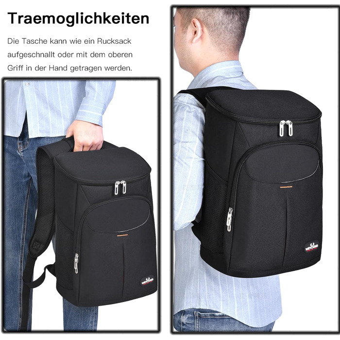 Рюкзак-холодильник 25 л, сумка-холодильник, сумка для пікніка, велика ізольована сумка-холодильник для пікніків/барбекю/кемпінгу/прогулянок/шопінгу (чорний)