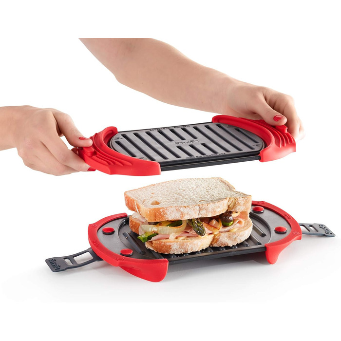 Гриль для мікрохвильової печі Lku, гриль для мікрохвильової печі, сталевий, червоний і чорний, стандарт 25,2 x 14,8 см