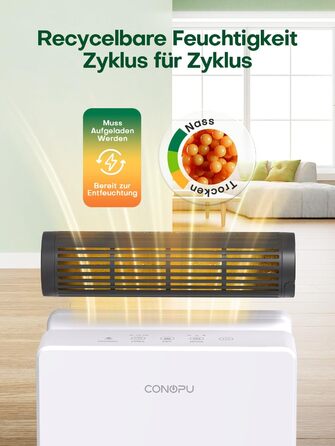 Осушувач CONOPU 2700 мл, електричний осушувач 20 м, конструкція з подвійним тримачем, режим сушіння, режим сну 30 дБ, інтелектуальна функція розморожування, 24-годинний таймер