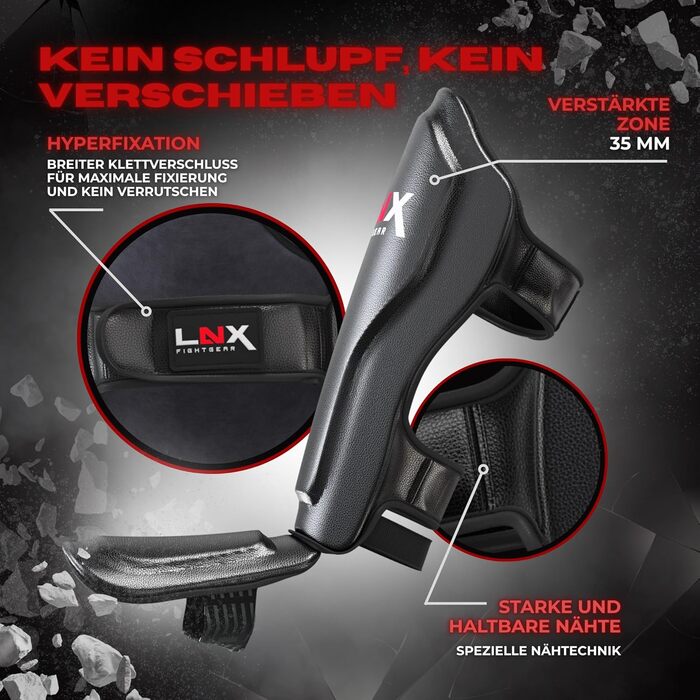 Щитки для гомілок LNX Muay Thai Pro Fight - Захист гомілок для бойових мистецтв, кікбоксингу, суглобів, SML XL, чорний, для чоловіків і жінок, чорний XL