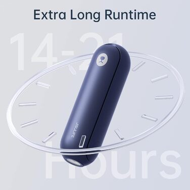 Ручний вентилятор JISULIFE, міні-портативний портативний вентилятор, працює від батареї 14-21 годин, перезаряджається, складаний USB-вентилятор, тихий особистий вентилятор із блоком живлення, ліхтарик - синій