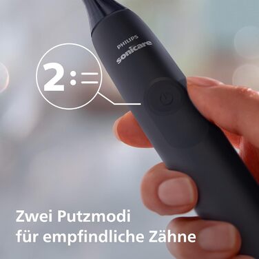 Електрична звукова зубна щітка для дорослих з 1 насадкою Philips W2 Optimal White, чорного кольору, у стильному дорожньому футлярі та USB-зарядним пристроєм (модель HX3683/54), 4100