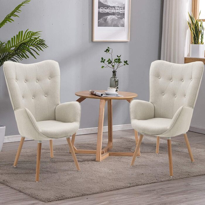 Крісло для вітальні, крісло-реклайнер для читання, крісла, м&39яке крісло, одинарний диван з дерев&39яними ніжками, крісло-крило для спальні, офісний туалетний столик, тканина, бежевий