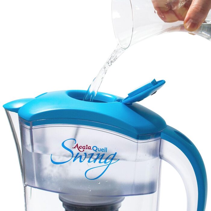 Фільтр для води AcalaQuell Swing світло-блакитний Фільтр для води з активованим вугіллям Найвища продуктивність фільтра - багатошаровий Без BPA та BPB ReNaWa - Технологія Створює смачну, корисну воду