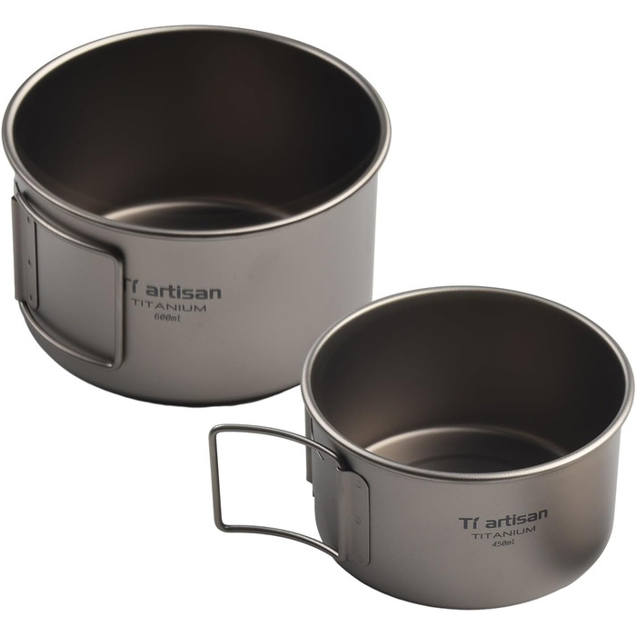 Кемпінгова миска зі складною ручкою, 450 мл або 600 мл, легкий, нержавіючий, безпечний для харчових продуктів посуд для походів, подорожей з рюкзаком та пікніків (миски 450 мл з 600 мл без ручки)