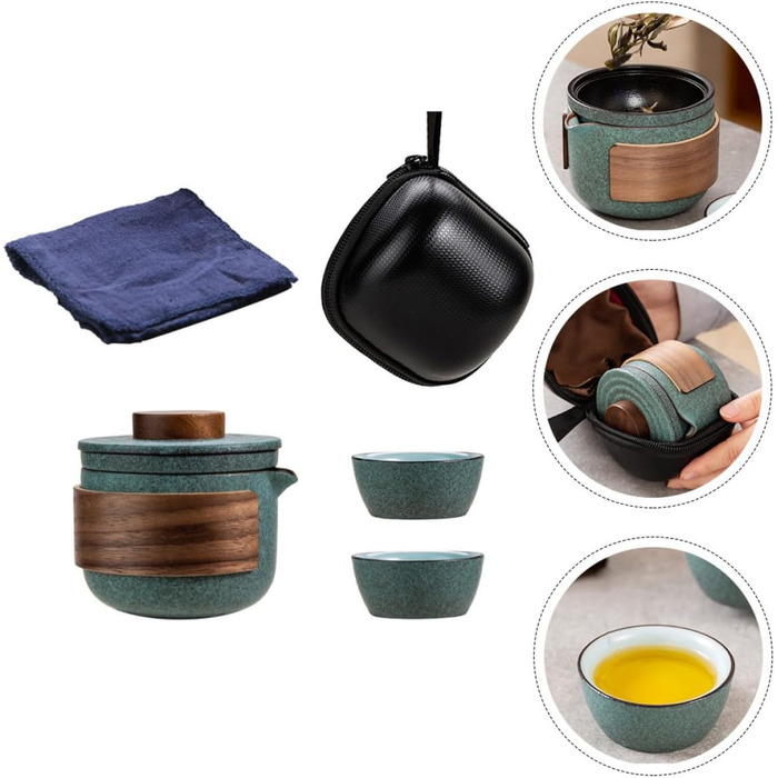 Порцеляновий китайський чайний набір для подорожей чайник та дві чашки, ідеальний для бізнес-поїздок та пікніків