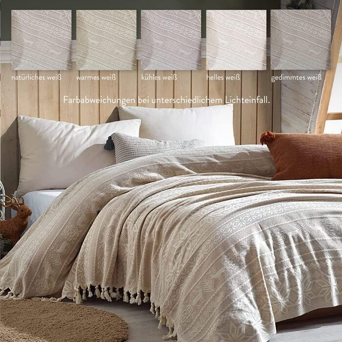 Покривало BOHORIA Premium Nordic 200x240 см - Покривало на ліжко, двосторонній плед, затишний плед, плед на диван з візерунком Дуже великий (200 x 240 см, Оленячий обсидіан) 200 x 240 см Оленячий обсидіан