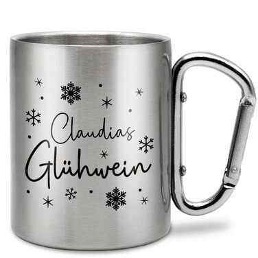 Персоналізована кружка для глінтвейну Кухоль з нержавіючої сталі з карабіном Ідея подарунка 330 мл Кухоль Для кемпінгу Ключки Срібний без кришки