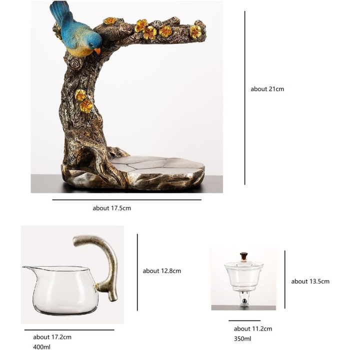 Набір скляних чайників, дизайн тварин та птахів, напівавтоматичний, обертова чаша з чайним ситечком, набір чайників Lazy Kungfu (чайник)