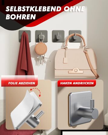 Рушникосушка без свердління, 6 шт. гачки для рушників з нержавіючої сталі клейкі гачки для одягу гачки самоклеючі, нержавіючі, іде