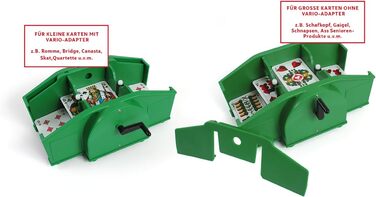 Механічний змішувач карт ASS Altenburger 22574033 Vario з ручним приводом, для різних форматів карт, в картонній коробці, зелений, розміри 24,3 x 15,7 x 10,6 см