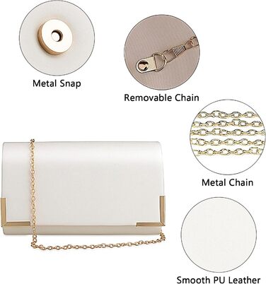 Жіноче вечірнє клатч-сумочка з ланцюжком, м'яка екошкіра, гаманець-сумочка з від'ємним ланцюжком, жіноча сумка на плече, крос-боді для весілля, коктейльної вечірки, біла