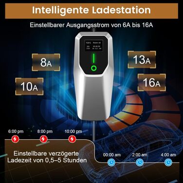 Зарядний пристрій для електромобілів AWESAFE Тип 2 schuko16A 3.7KW 1-фазний 5-метровий портативний зарядний кабель для електромобі