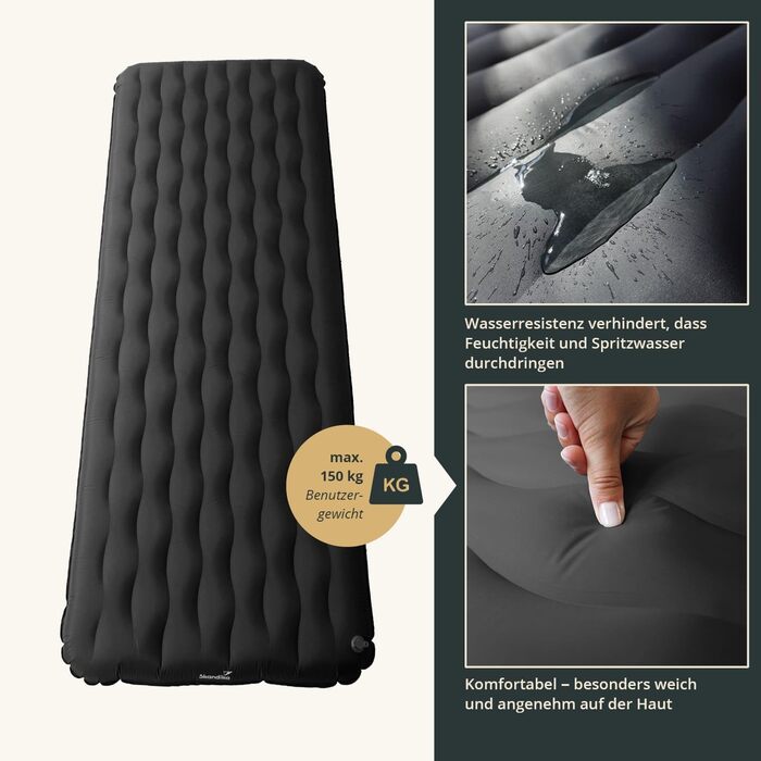 Килимок Skandika Elite/Exclusive Air для сну на одинарний/двоспальний ліжку Надувний матрац, невеликий розмір у пачці, високопродуктивний клапан, килимок для сну на вулиці, надлегкий, надзвичайно товстий, сумка для перенесення для кемпінгу та походів, ант