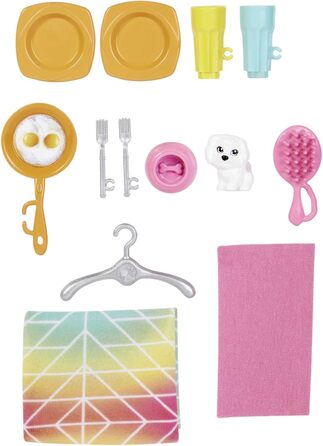 Ляльковий будиночок Барбі (70,6 x 51,4 см) з 4 ігровими зонами, повністю мебльований аксесуарами та меблями, обертається на 360, складається, лялька, подарунок для дітей віком від 3 років, HHY40