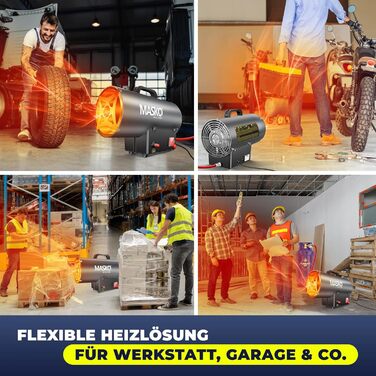 Газовий обігрівач Masko, газовий обігрівач, газовий радіаційний обігрівач, будівельний обігрівач 15 кВт, газовий опалювальний пристрій, радіаційний обігрівач, генератор гарячого повітря, включаючи газовий шланг та регулятор тиску, обігрівач для стандартни