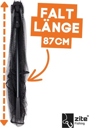 Підсак Zite для риболовлі - 2,40 м та 2,70 м - Easy Telescopic Technology, 60x60 см Гумований підсак, рибальська сітка 2,70 м