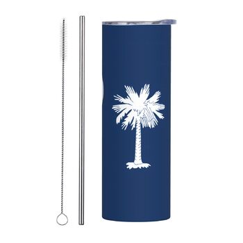 Кухоль з прямою трубочкою, дизайн прапор Південної Кароліни, друкований, дорожній кухоль, підходить для кемпінгу, офісу та дому, 590 мл
