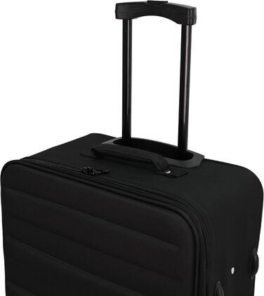 Дорожня валіза-візок SIGN Fabric Suitcase (набір ручної поклажі середньої та великої розмірів) компенсатор 5 см (чорний, ручна поклажа (60 см)) Ручна поклажа (60 см) Чорний