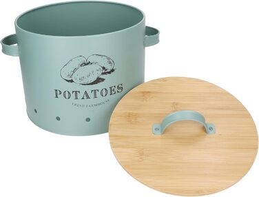 Вентильований металевий контейнер для зберігання картоплі з бамбуковою кришкою I коробка для зберігання з принтом для кухні