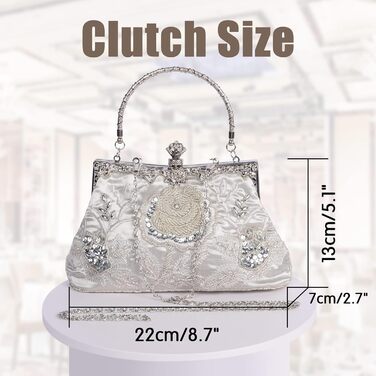 Жіночі клатчі Beaface, квіткові клатчі з бісером для жінок, вишиті клатчі для вечірок та весіль, жіночі сумочки-клатчі сріблястого кольору