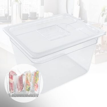 Контейнер для плити Heidenfeld SVS11 Sous Vide - дуже великий 32,0 x 26,5 x 20,0 см - Кришка - Стійка - Набір контейнерів - Повний комплект - Об'єм 11 л - Аксесуари для паличок Sous-Vide - Кухонний приладдя (Набір контейнерів)