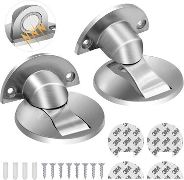 Магнітний дверний обмежувач, підлоговий магнітний дверний обмежувач з нержавіючої сталі, самоклеючий, виготовлений з матового ніке