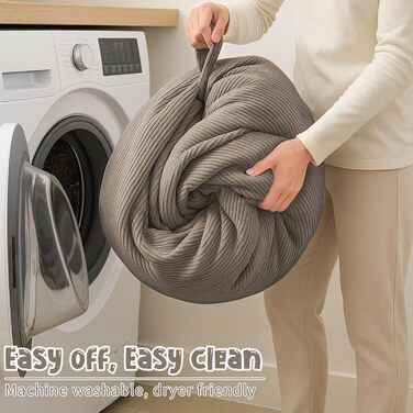 Крісло-мішок Nobildonna для дітей та дорослих, лише чохол (без наповнювача) для дивана з м&39якими іграшками, 110 x 89 см, теплий сірий колір, велике (лише чохол)