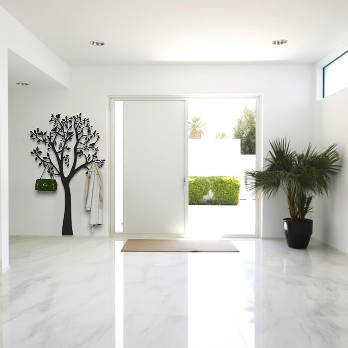 Вішалка настінна чорна метал 170х107см гачки для одягу 7 шт. меблі для передпокою вішалка дерево дизайн гачки для одягу вішалка чо