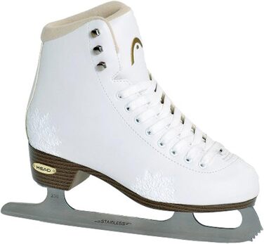 Фігурні ковзани HEAD Amber для жінок з лезами з нержавіючої сталі, дизайн сніжинки, ідеально підходять для початківців - білі, розмір 41