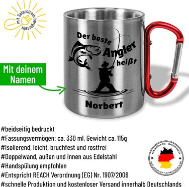 Кружка з нержавіючої сталі з карабіном True Statements, персоналізована Найкращий рибалка це ВАШЕ ІМ&39Я приблизно 330 мл металева кружка з іменем цікавий подарунок для рибалок, рибалок-аматорів, чоловіків на День батька