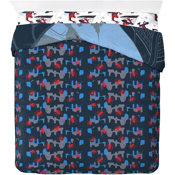 Двоспальне ліжко Джей Франко Marvel Spiderman City Streets з підодіяльником 200x200см 2 наволочки 50x70см 100 бавовна синій - Spid