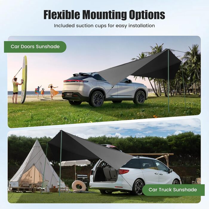 Універсальний автомобільний намет для будь-якого транспортного засобу, автомобільний тент, кемпінговий намет, тент для великого позашляховика, універсальний сонцезахисний намет для будинків на колесах та автомобілів