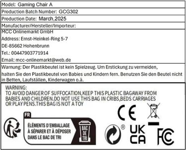 Ергономічне офісне крісло mcc direct, стілець для роботи, обертове крісло, ігрове крісло (сіре)