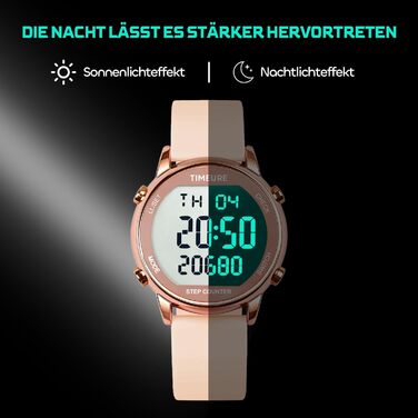 Жіночий крокомір, крокомір для ходьби, не потрібен додаток/телефон, водонепроникний фітнес-трекер калорій, відстеження відстані, будильник, великий цифровий дисплей, годинник, рожевий TU-2509